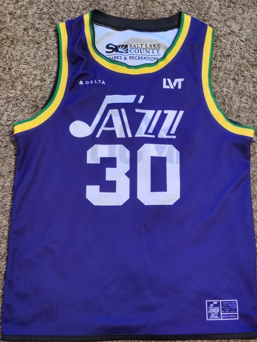 Utah Jazz #30 Purple Basketball Jersey with Green & Yellow Trim